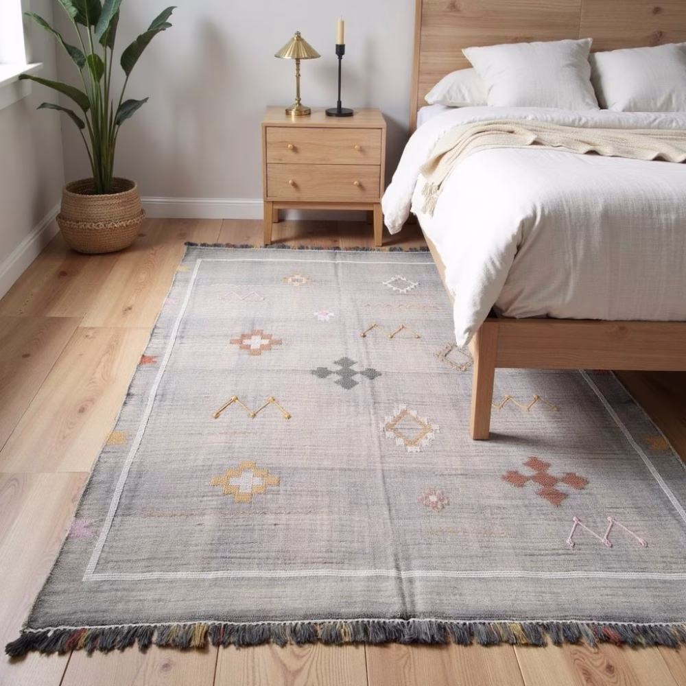 Handmade Moroccan Cactus Rug - Gray