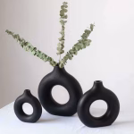Handmade Moroccan Ceramic Donut Vase with Dry Flowers - A Unique Home Decor Piece