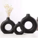 Handmade Moroccan Ceramic Donut Vase with Dry Flowers - A Unique Home Decor Piece