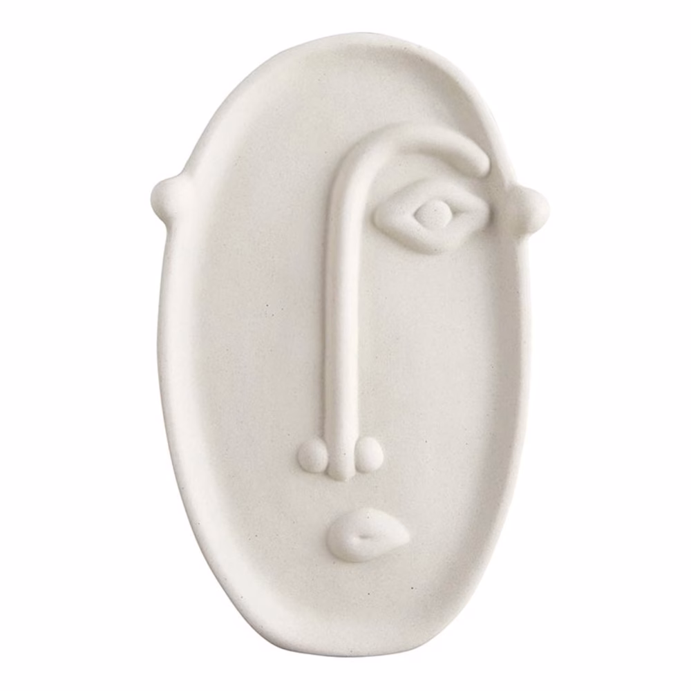 Modern White Ceramic Face Vase Set of 2 - Handmade Moroccan Pottery