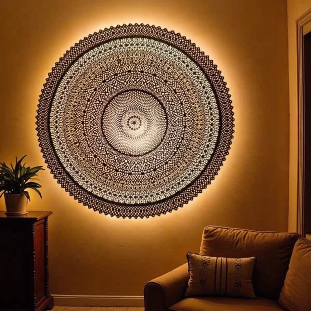 Handmade Round Brass Lamp Shade - Geometrical Pattern