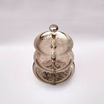 Moroccan Hand-Engraved 3-Tier Silver Plated Decorative Cake Stand for Serving Sweets & Dry Fruits