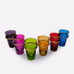 Moroccan beldi tea glasses displayed in modern kitchen