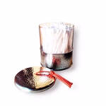 Moroccan Set of 3 Hand Hammered Glass Jars with Brass Lid - Gold & Silver