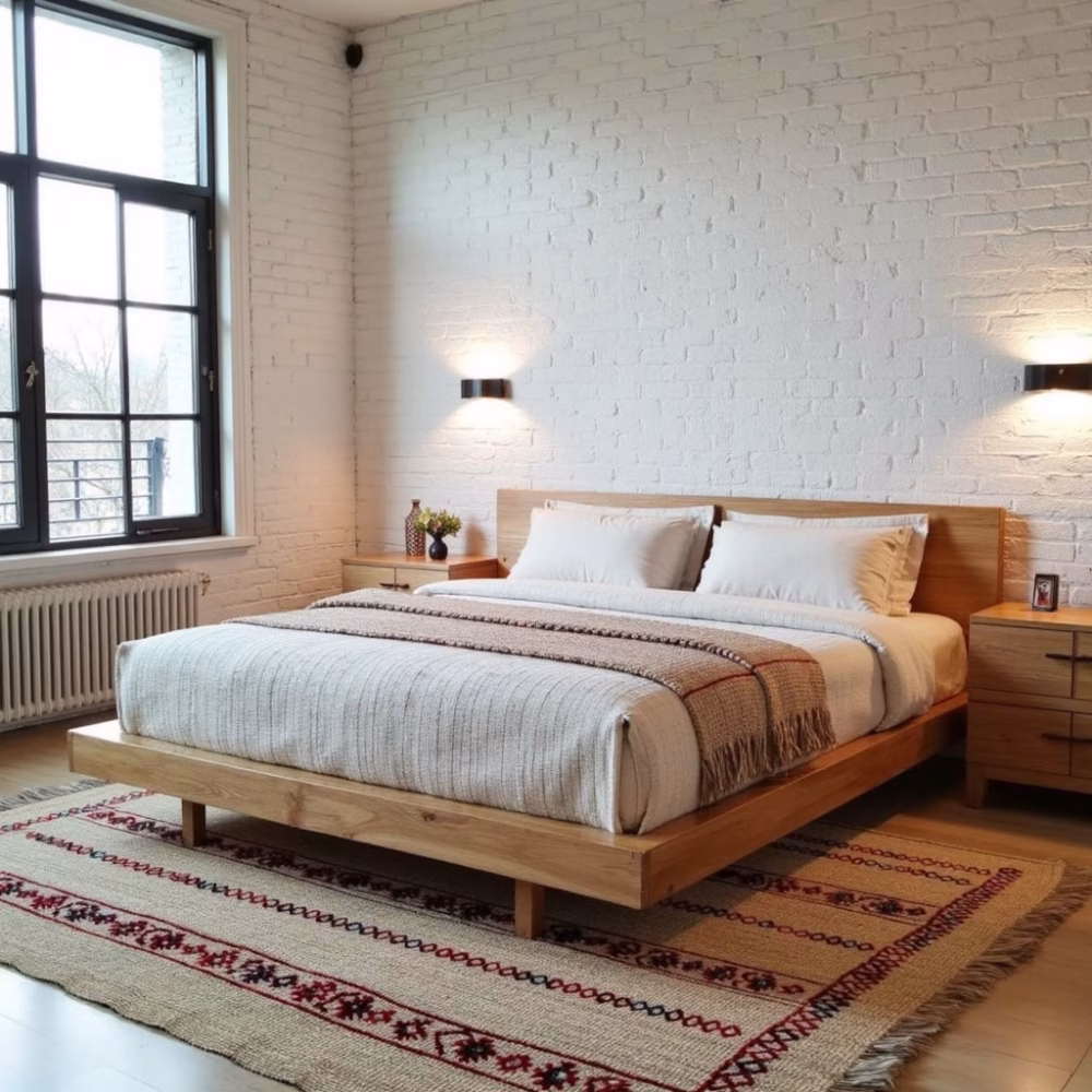 Handmade Moroccan Straw Rug with Berber Pattern