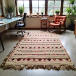 Handmade Moroccan Straw Rug with Berber Pattern