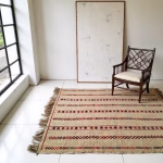 Handmade Moroccan Straw Rug with Berber Pattern
