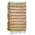 Handwoven straw rug with red Berber embroidery and fringe detail on white background