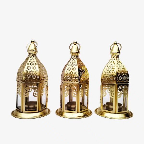 Moroccan Style Engraved Lantern Candle Holders - Set Of 3