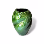 Handmade Ceramic Crumpled Vase - Green and White - Image 12