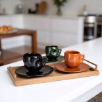Handmade Moroccan Ceramic Coffee Cups and Saucers Set