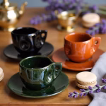 Handmade Moroccan Ceramic Coffee Cups and Saucers Set