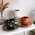 Handmade Moroccan Ceramic Coffee Cups and Saucers Set
