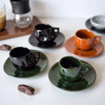 Handmade Moroccan Ceramic Coffee Cups and Saucers Set