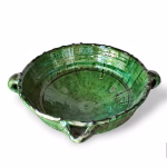 Handmade Tamegroute Green Ceramic Bowl with Handles - Large Size