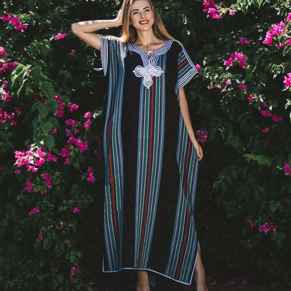 black bohemian Moroccan dress casual wear