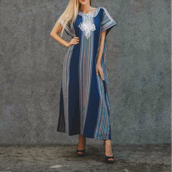 Navy blue bohemian Moroccan dress casual wear