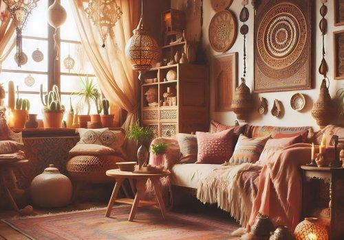 A warm, inviting bohemian shabby chic room with Moroccan accents (1)