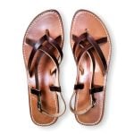 Handcrafted Moroccan Brown Leather Sandals top view