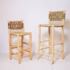 Handwoven Moroccan Palm Leaf Bar Stool,Artisanal Lemon Wood Bar Chair