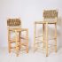 Handwoven Moroccan Palm Leaf Bar Stool,Artisanal Lemon Wood Bar Chair