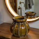 Traditional Moroccan Ceramic Vase with Raised Patterns