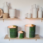 Artisanal ceramic candle collection in varying sizes