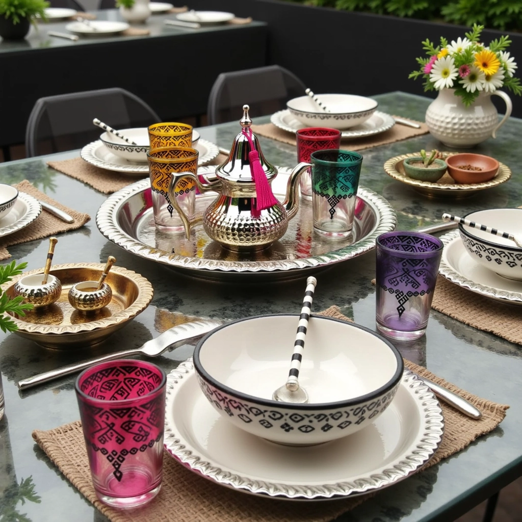 Artisanal tea sets and handcrafted ceramic kitchenware featuring traditional patterns and designs