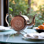 Decorative round teapot with citrus and table setting