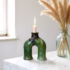 Green candle ceramic holder with pampas grass decor