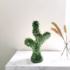 Green pottery cactus with dried pampas grass decor