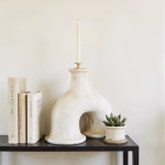 Handmade Tamegroute arch candleholder styled with books