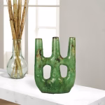 Modern ceramic candle stick holder with bamboo decor