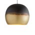 Brass globe pendant light with two-tone black and gold finish, spherical modern Moroccan design