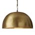 Handcrafted brass dome pendant light with antique gold finish and chain suspension on white background
