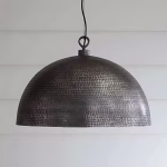 Close-up of hammered texture on dome pendant light