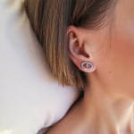 Close-up of silver stud earrings