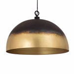 Detailed view of handcrafted brass dome pendant light