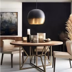 Globe pendant light illuminating dining area