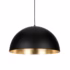 Side view of black dome pendant light with contrasting gold interior