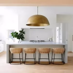 brass dome pendant lights in modern kitchen design