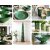 Collage of finished Tamegroute pottery products featuring seven scenes: green glazed serving bowls, decorative plates, candle holders, table settings, a tall decorative column, plant holders, and an ornate serving bowl - all showcasing the characteristic emerald to deep green glazes