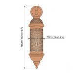 Brass wall sconce dimensions diagram showing height 45 cm (17.5 inches) and width 15 cm (6 inches)