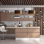 Drum pendant light in modern kitchen installation