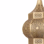 Hand-engraved brass wall sconce detail view of geometric patterns