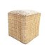 Handmade square straw ottoman pouf with natural finish displayed on white background