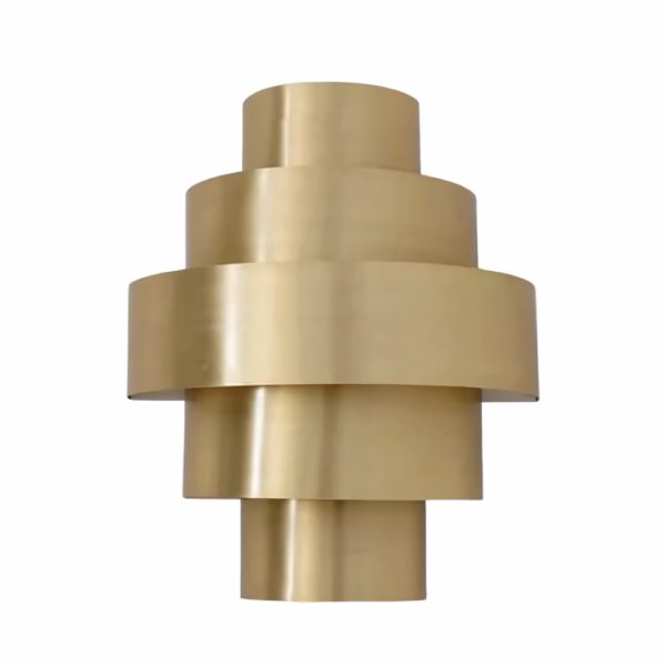 Modern Art Deco wall brass light front view gold finish
