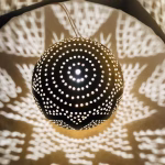 Round brass table lamp showing circular light pattern detail