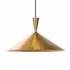 Single brass cone pendant light showcasing geometric design