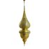 Tall engraved brass pendant lamp 130cm with teardrop shape and intricate filigree Moroccan design on white background